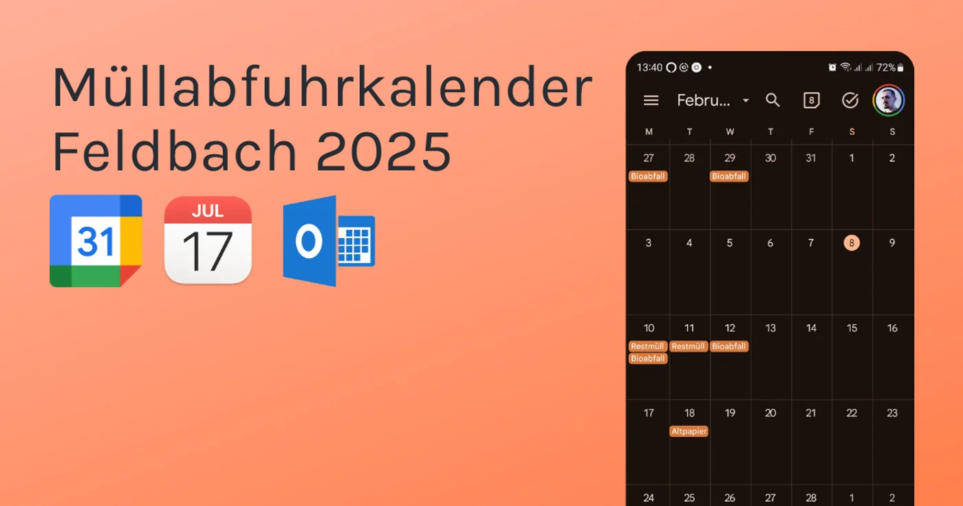 Digitaler Müllabfuhr-Kalender 2025 für Feldbach